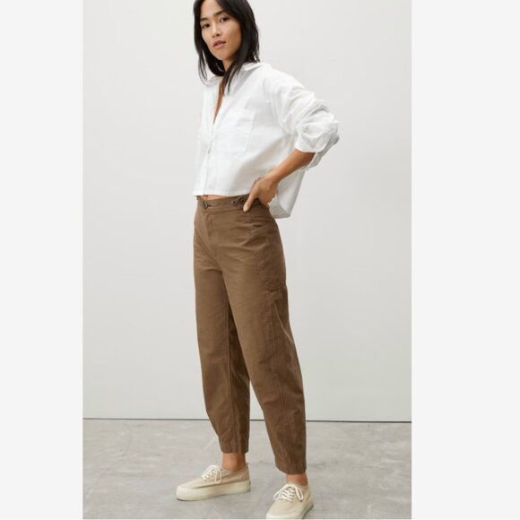 Everlane Khaki Barrel Pants Size 8 - Picture 1 of 10